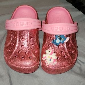 Pink Glitter Baya Crocs
